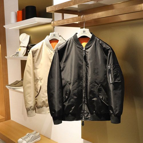 冬季男城市户外休闲高端90鹅绒轻薄棒球领飞行夹克羽绒服外套9711