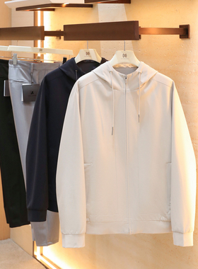 2025秋季新款男士极简风纯色百搭户外三防针织连帽夹克外套潮1387