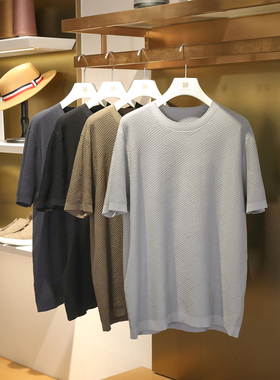 天然凉感2025夏季新款男士高级感户外高级肤感丝麻棉针织T恤1116