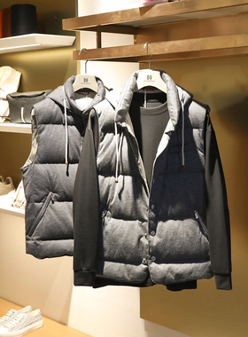 意式奢华2024秋冬季新款男商务休闲高端90白鹅绒叠穿羽绒马甲9697