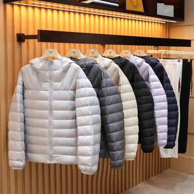 2025秋冬季新款男士情侣款轻型户外运动旅行排骨连帽羽绒服潮1436