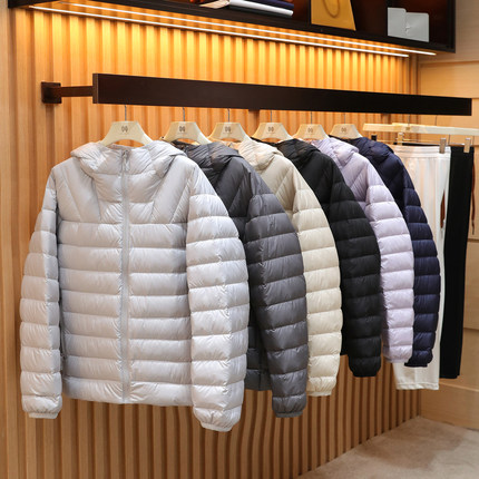2025秋冬季新款男士情侣款轻型户外运动旅行排骨连帽羽绒服潮1436