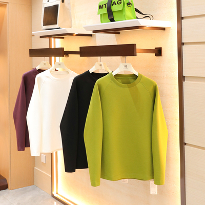2025春秋季新款含羊毛圆领空气层卫衣男宽松纯色长袖t恤上衣1328