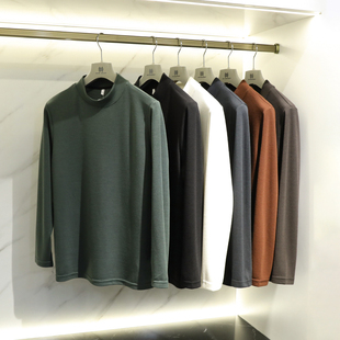 男莫代尔长袖 保暖半高领羊毛打底衫 T恤8334 2023秋冬时尚 太舒适啦