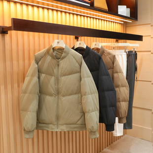 2025秋冬新款男士户外轻薄商务休闲经典棒球领飞行夹克羽绒服1787