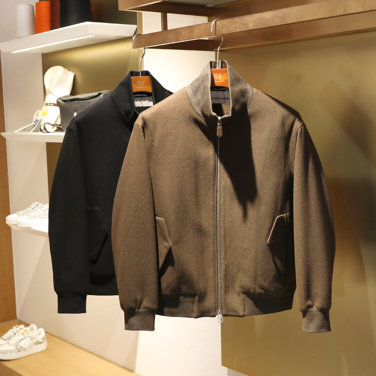 意式奢华2024秋冬季新款男士商务休闲高端老钱风羊毛混纺棉服9688