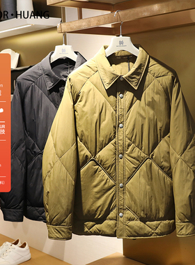 腔调感十足2024秋冬季新款轻薄日系复古衬衫式轻型翻领羽绒服9582