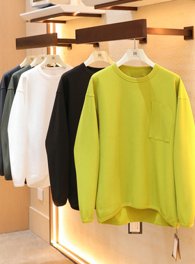 老钱风华夫格圆领男士卫衣2025秋季新款插肩袖高级感内搭上衣1529