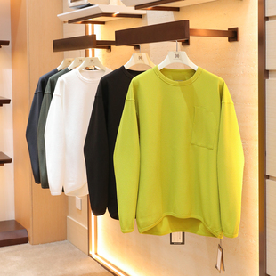 插肩袖 新款 高级感内搭上衣1529 卫衣2025秋季 老钱风华夫格圆领男士