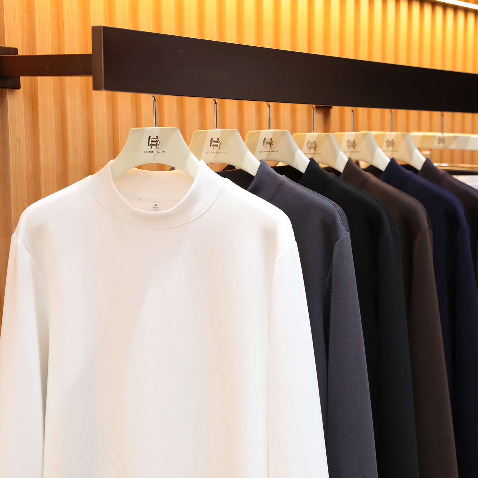 2025秋冬季新款叠穿纯色极简风半高领莫代尔丝滑长袖打底衫男1435