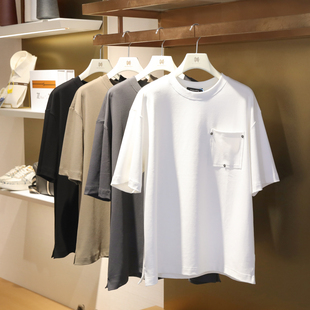 2025夏季 T恤男1029 新款 慵懒风260g长绒棉混纺设计感口袋简约短袖