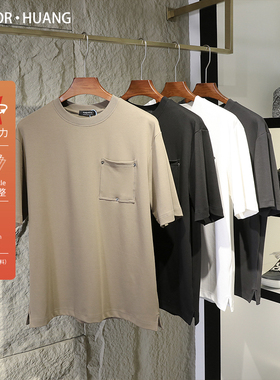 260克意式奢华2024夏季新款男重磅短袖T恤透气长绒棉打底上衣9052