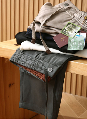 意式奢华2025春夏新款复古老钱风天丝亚麻混纺凉感透气休闲裤9880