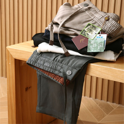 意式奢华2025春夏新款复古老钱风天丝亚麻混纺凉感透气休闲裤9880