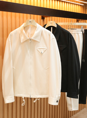 意式奢华老钱风2026春季新款男士高端极简风商务休闲翻领夹克2002