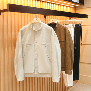 新款 男复古机车风高端油蜡PU皮立领皮衣外套1891 休闲2026春季 美式