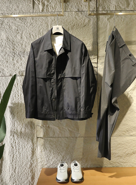 设计师限定款2025早春季新款男士商务休闲风衣式翻领夹克外套9757