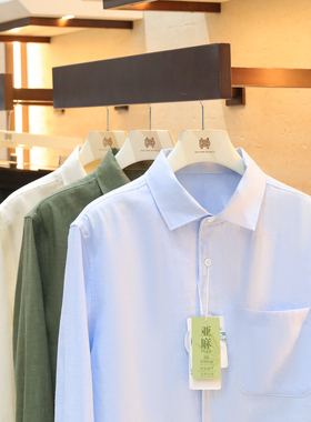 意式奢华老钱风2026春季新款商务休闲纯天然100%亚麻长袖衬衫2118