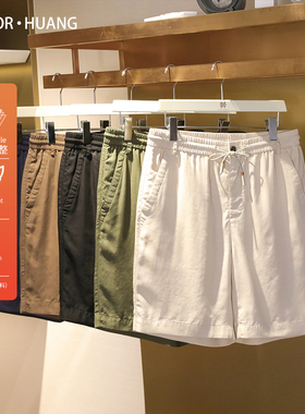 意式奢华2025夏季新款户外运动休闲老钱风凉感天丝亚麻短裤男1052