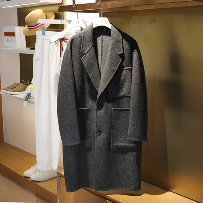 反季高性价比2025新款商务休闲风衣绵羊毛混纺宽松毛呢大衣男1172