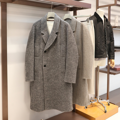 年终清仓英伦风秋冬高品质骆驼绒风衣羊毛混纺双面呢大衣外套9443