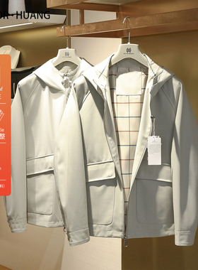 意式奢华2025早春新款男高端老钱风户外羊毛混纺防水夹克外套9872