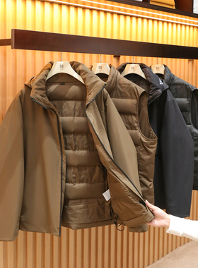 2025冬新款男户外保暖全压胶三合一可拆卸马夹90白鹅绒羽绒服1612