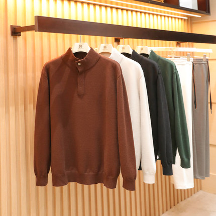 意式奢华2025秋冬季新款男士叠穿半高领加厚保暖羊毛针织毛衣1635