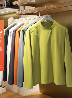 2025春秋新款男城市户外内里抓绒长袖T恤运动排汗透气打底衫9512