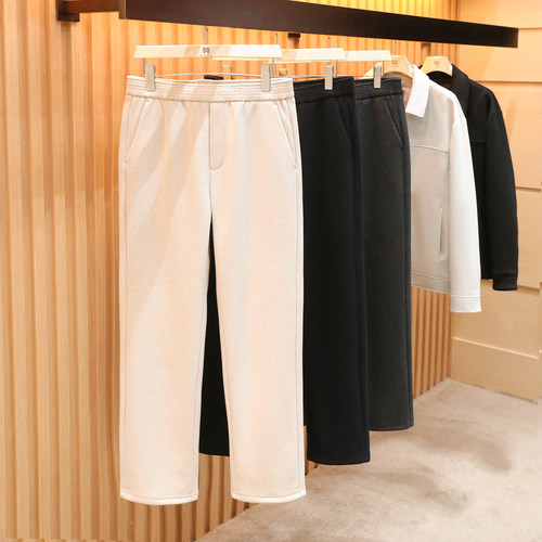 2025秋冬季新款男户外保暖莱赛尔天丝棉混纺加绒保暖直筒长裤1634