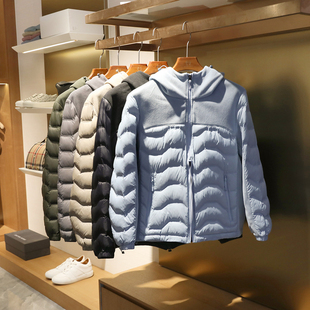 拼接连帽羽绒服90鸭绒外套男9336 轻薄款 城市户外2024春秋季 情侣款