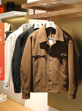 2025早春新款男士高端轻奢复古商务休闲灯芯绒翻领夹克外套潮9762