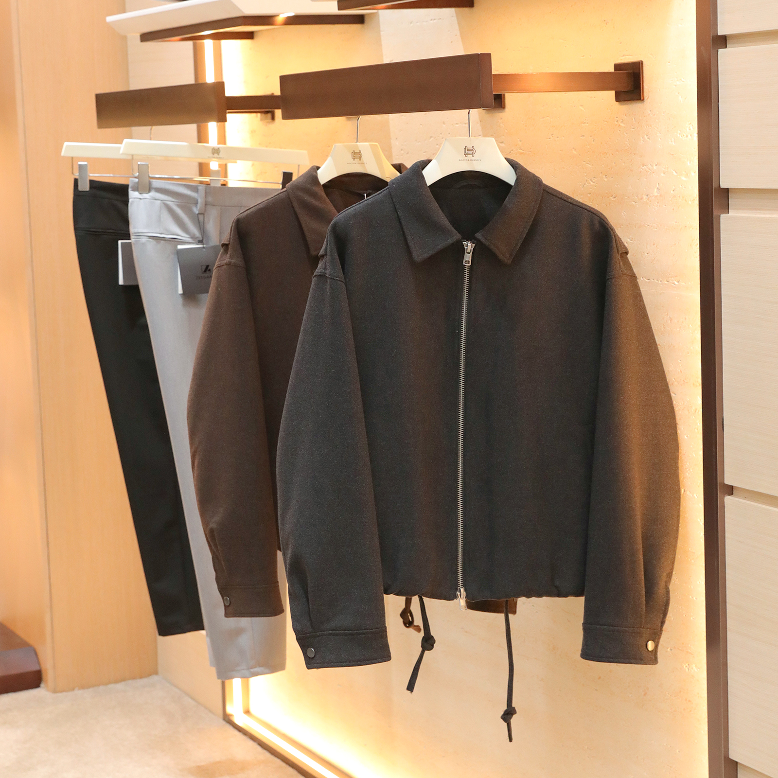 2025秋冬新款男士商务休闲廓型翻领羊毛混纺短款毛呢夹克外套1670