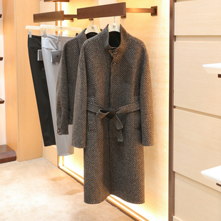 2025秋冬季新款男士老钱风高端羊毛羊驼毛混纺立领双面呢大衣1665