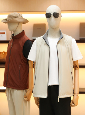 意奢老钱风2025秋冬季新款男士叠穿户外夹棉立领休闲坎肩马甲1374