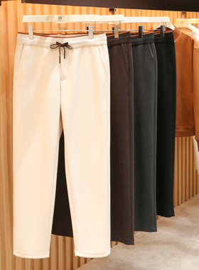 意式奢华老钱风2025秋冬新款男高端空气层含羊毛混纺休闲卫裤1569