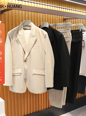 2025春季新款男士高端轻奢商务休闲西装外套肌理感韩版西服潮9795