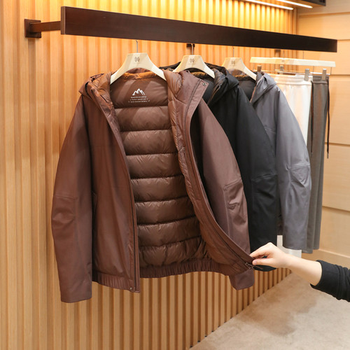 山系机能城市户外2025冬新款男士保暖90白鹅绒三防羽绒服外套1567