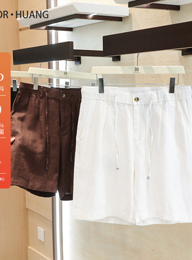 法产雨露亚麻2025夏季舒适透气松紧腰宽松直筒五分休闲短裤男1213
