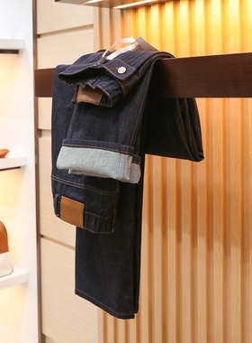 2025秋季新款男士高级感重磅竹节纹做旧水洗宽松直筒牛仔裤潮1481