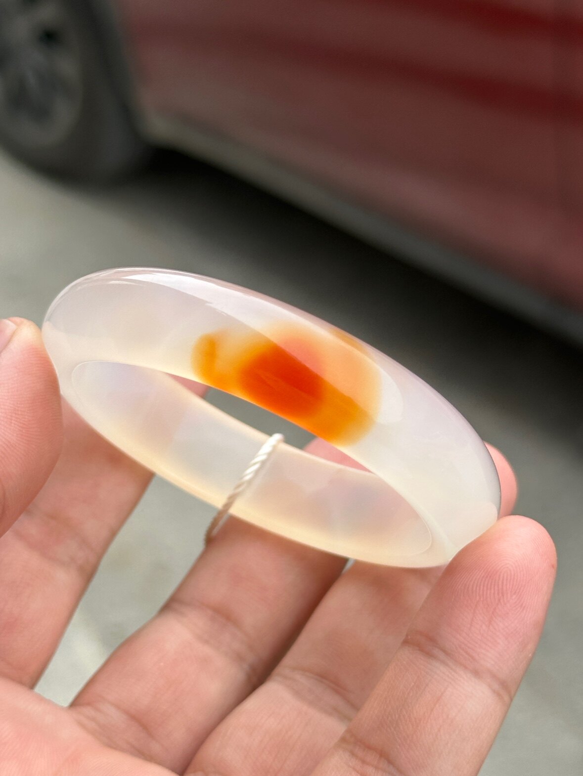 纯天然精品高冰鸿运当头马红玛瑙手镯口径54mm包邮像太阳