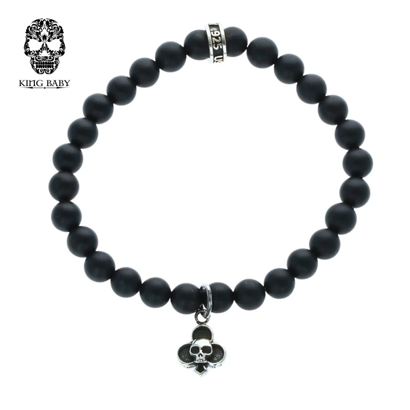 KING BABY扑赢家扑克四花色骷髅吊坠手链925银