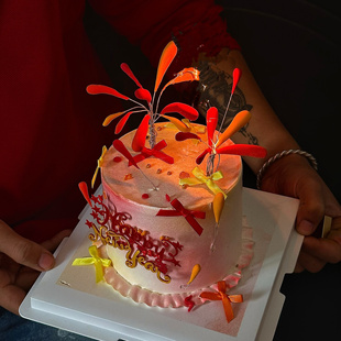 抱抱酱原创跨年礼花成品粘土配件蛋糕装饰新年亚克力插排烘焙装扮