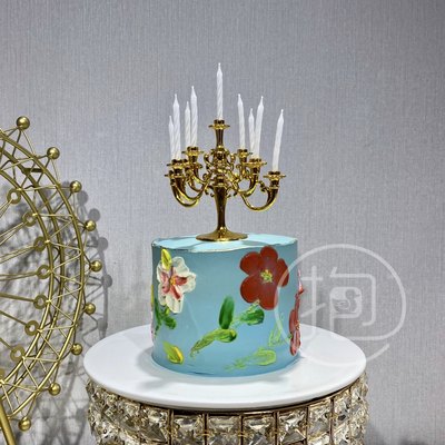 银色复古欧式浪漫蜡烛蛋糕装饰