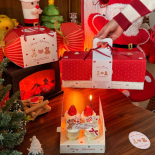 抱抱酱原创版权红色波点糖果甜筒蛋糕盒包装盒圣诞蛋糕装饰包装盒