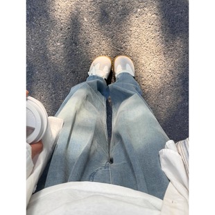 梨形身材高腰宽松显瘦垂感冰丝阔腿裤 女胖mm夏季 子 天丝牛仔裤 大码