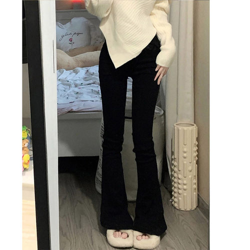黑色微喇叭牛仔裤女高街ins潮