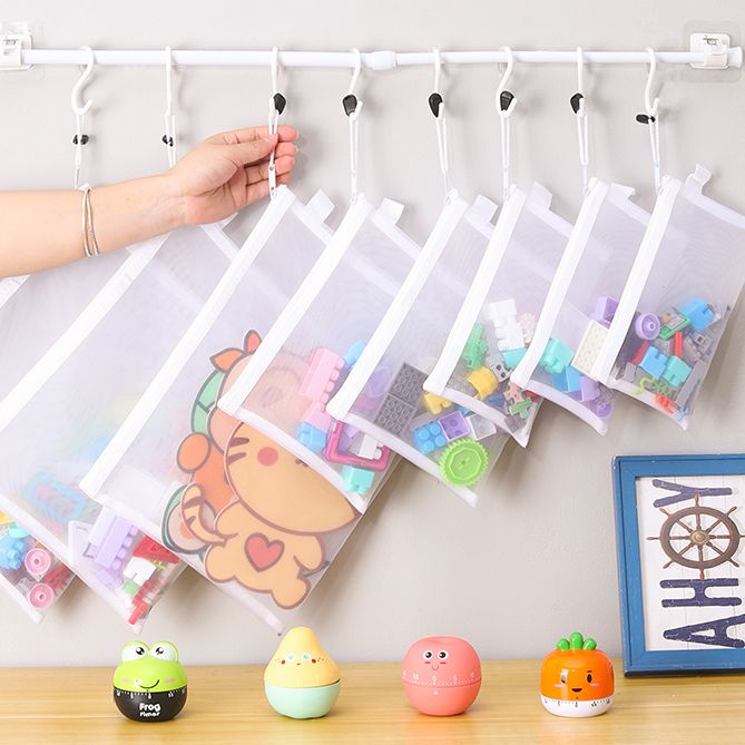 玩具收纳袋拼图分类拉链网纱袋儿童小颗粒积木整理透明盒文件挂袋