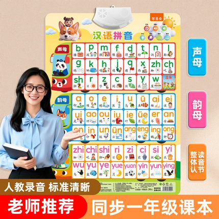 一年级拼音挂图汉语拼音幼儿启蒙认字有声儿童早教书字母表墙贴