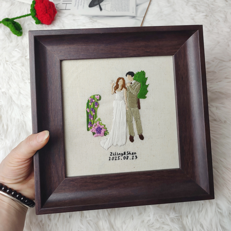 新婚刺绣礼物来图定制手工自绣DIY带材料包小红薯同款送闺蜜朋友